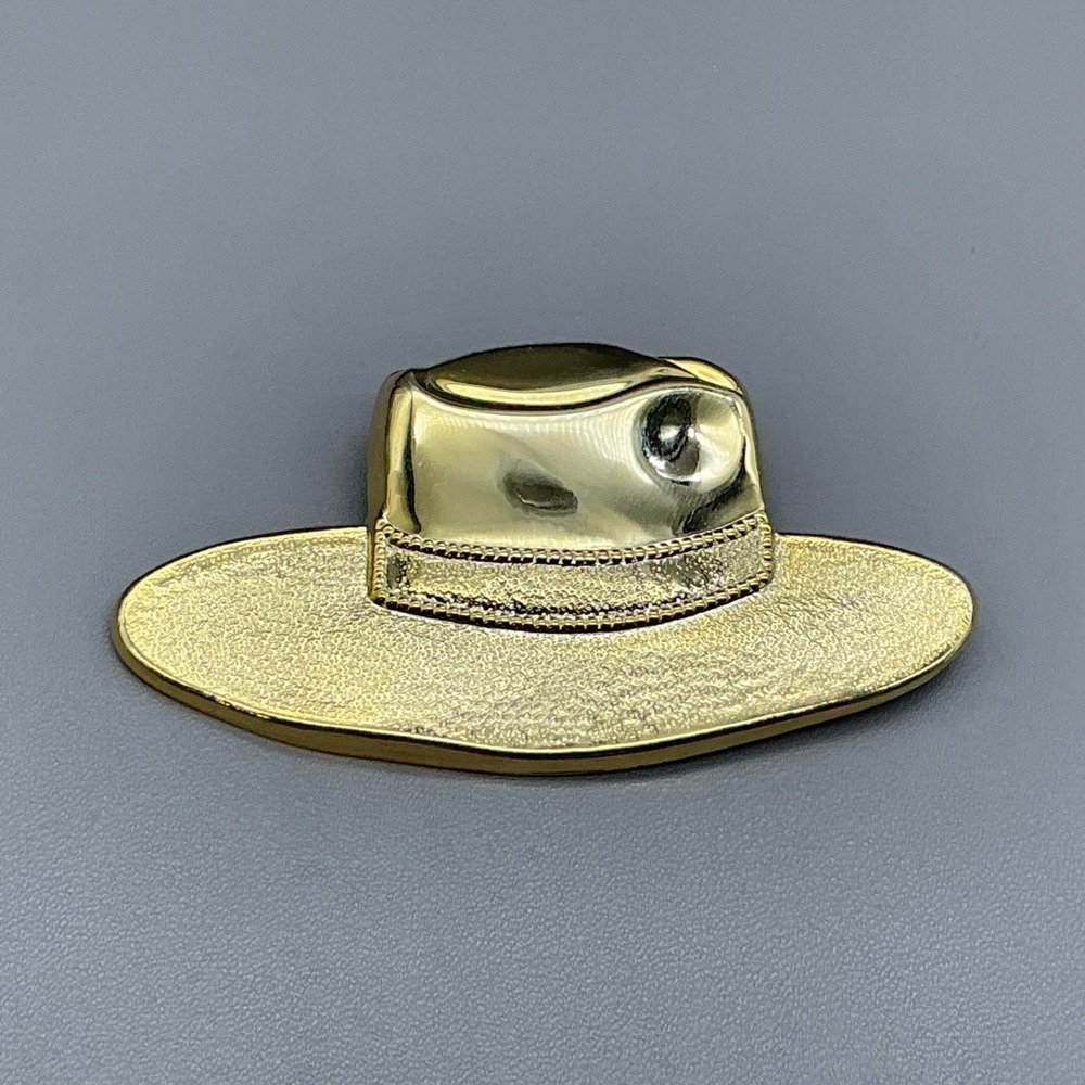 Brooch Pin Women Gold Vintage Cowboy Hat Western Cowgirl Fashion‎ Jewelry 3 Inch